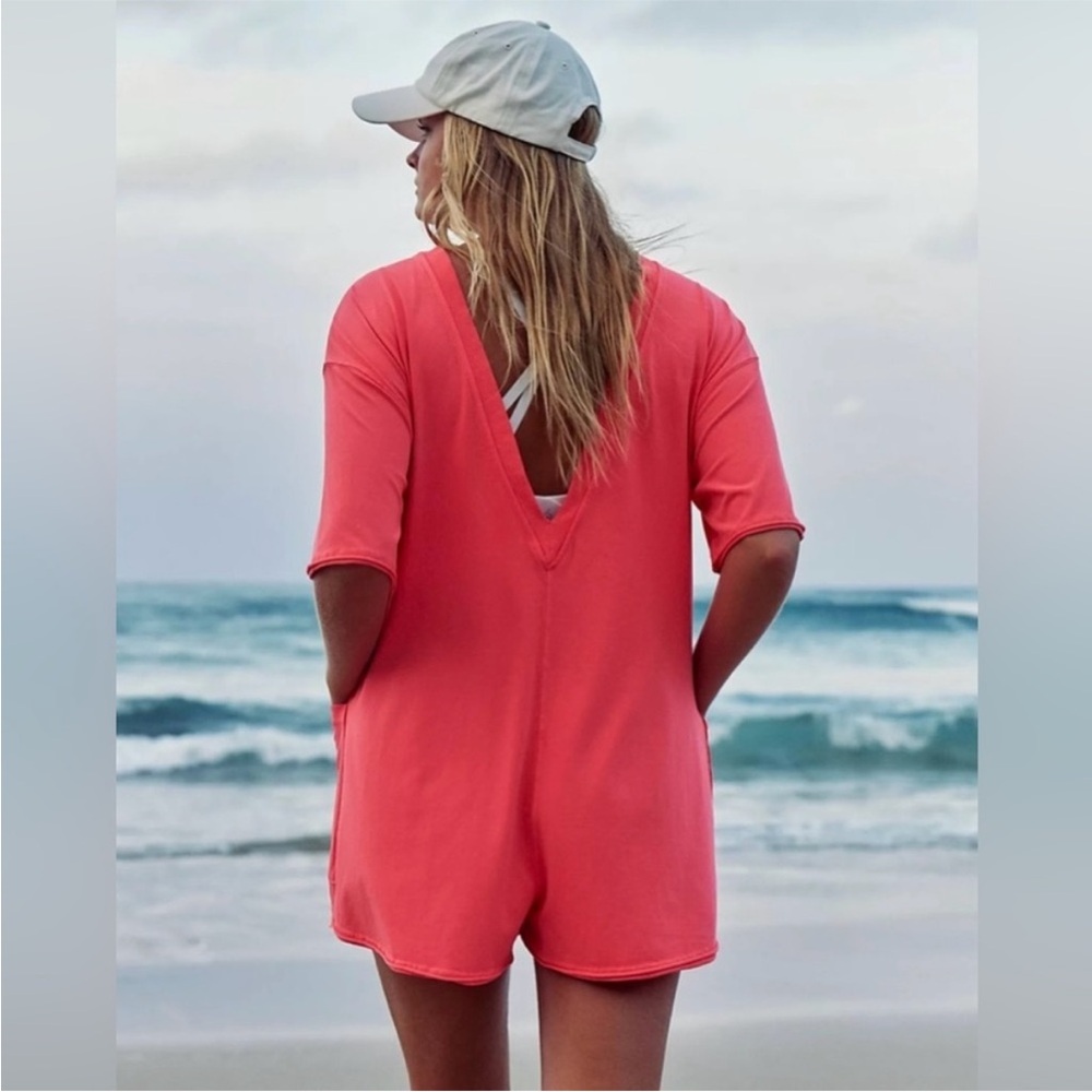Free People Movement Hot Shot Tee Romper Hot Neon - Picture 4 of 9